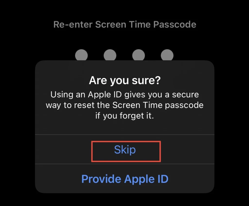 You can tap on "Skip" if you don't want to enter the apple ID.