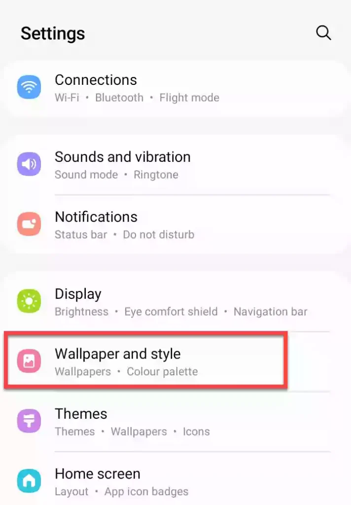 Tap on Wallpaper and style in Settings