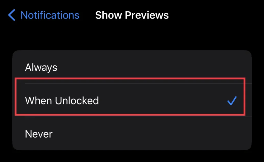 Select the "When Unlocked" option from the show preview menu.