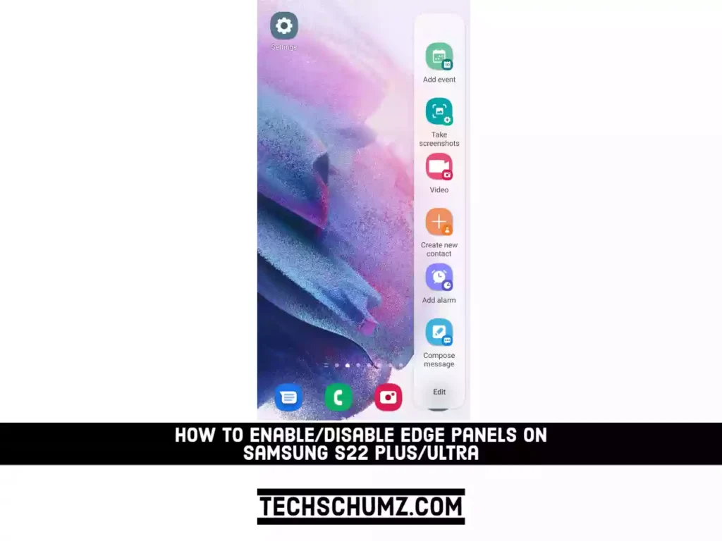 enable and disable edge panels on S22