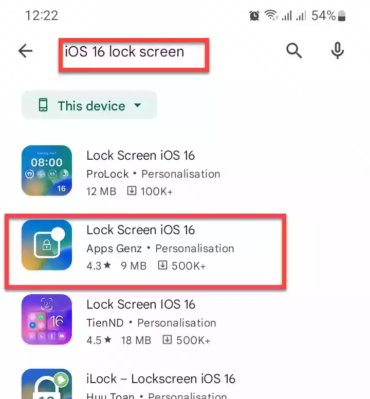 Lock Screen iOS 16 app in Play Store