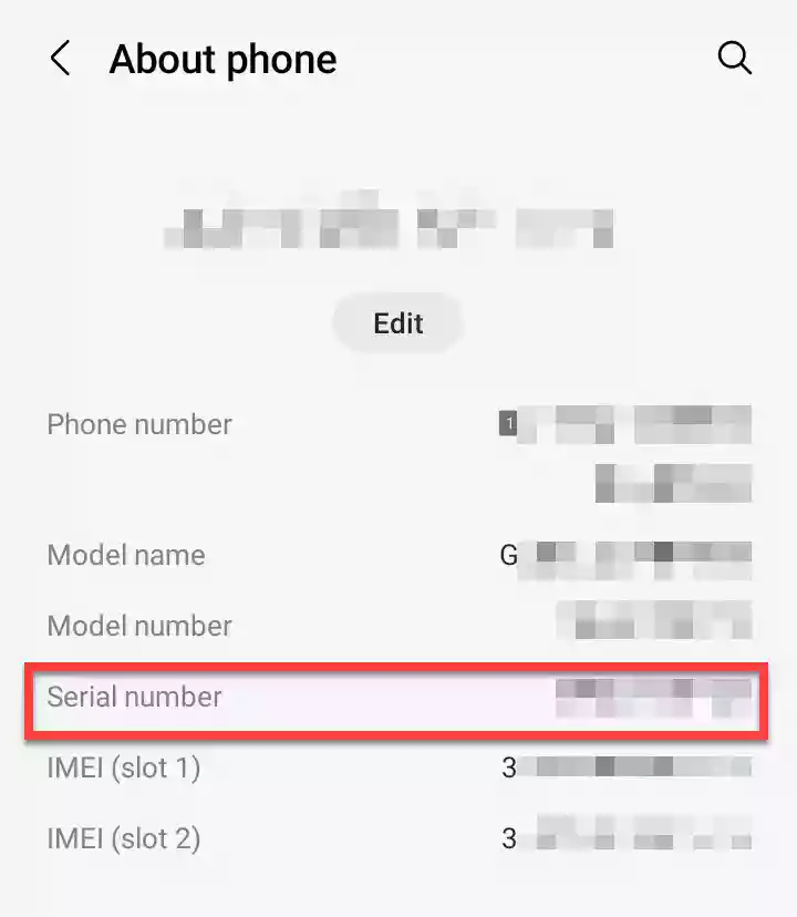 Serial number in About Phone