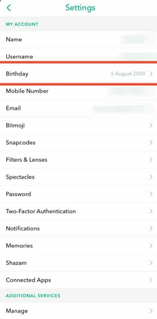 Tap on birthday under " my account."