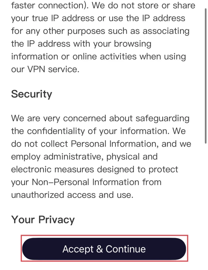 Tap on "Accept & Continue" option to accept the app's terms.