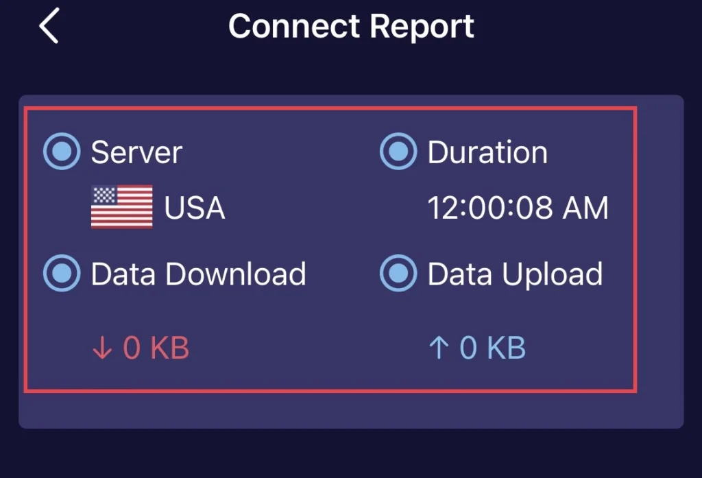 The connect report shows the connection details.