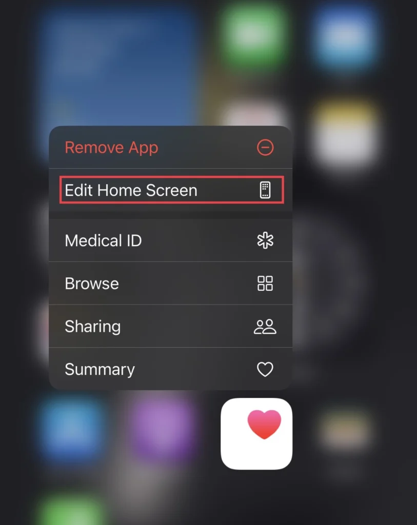 Select the "Edit Home Screen" option.