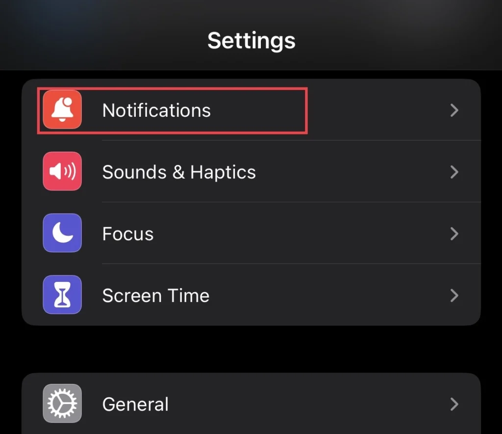 Tap on "Notifications"