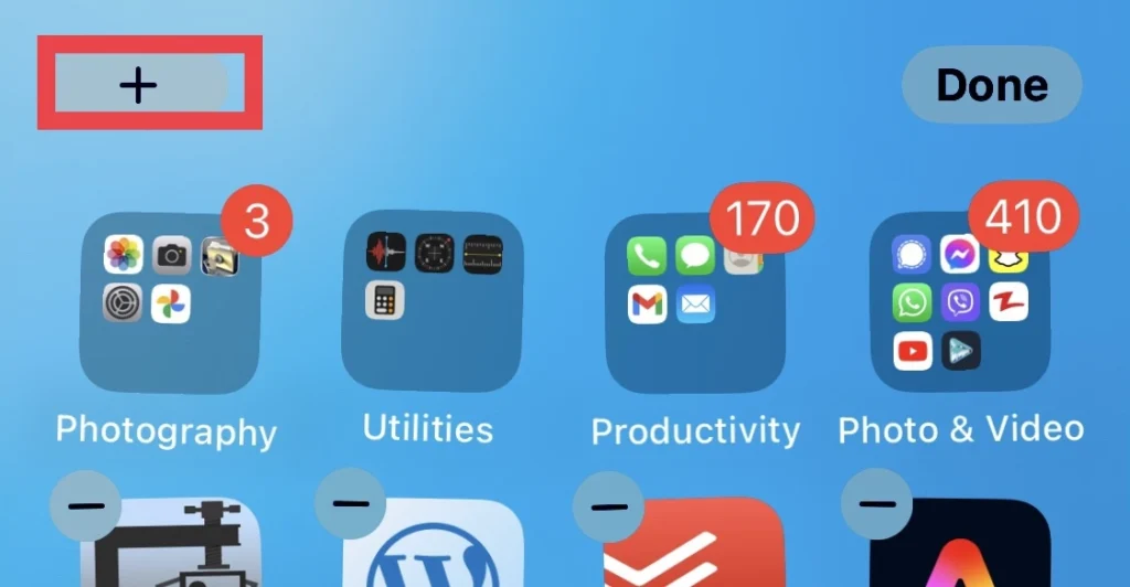 Press long on the iPhone home screen and tap on the "Plus" sign.