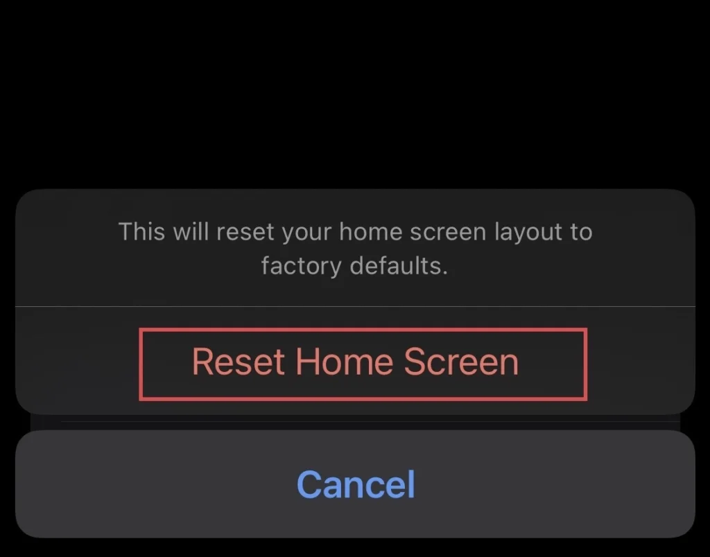 For confirmation select "Reset Home Screen"