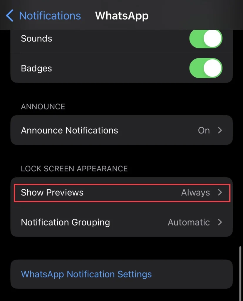 Then choose the "Show Preview" from the notification menu.