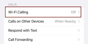 Then tap on "Wi-Fi Calling"