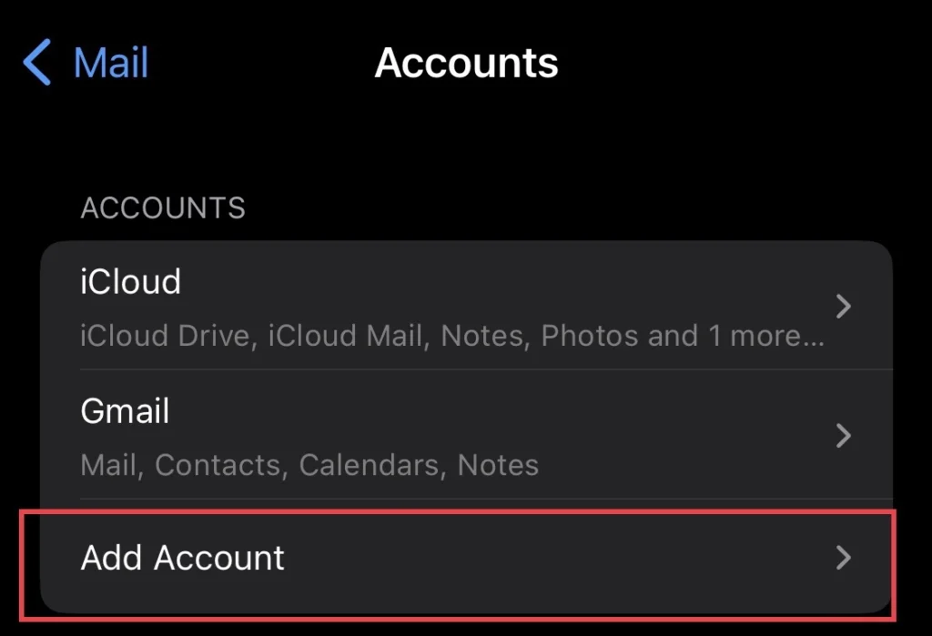 To add your Gmail account select "Add Account"