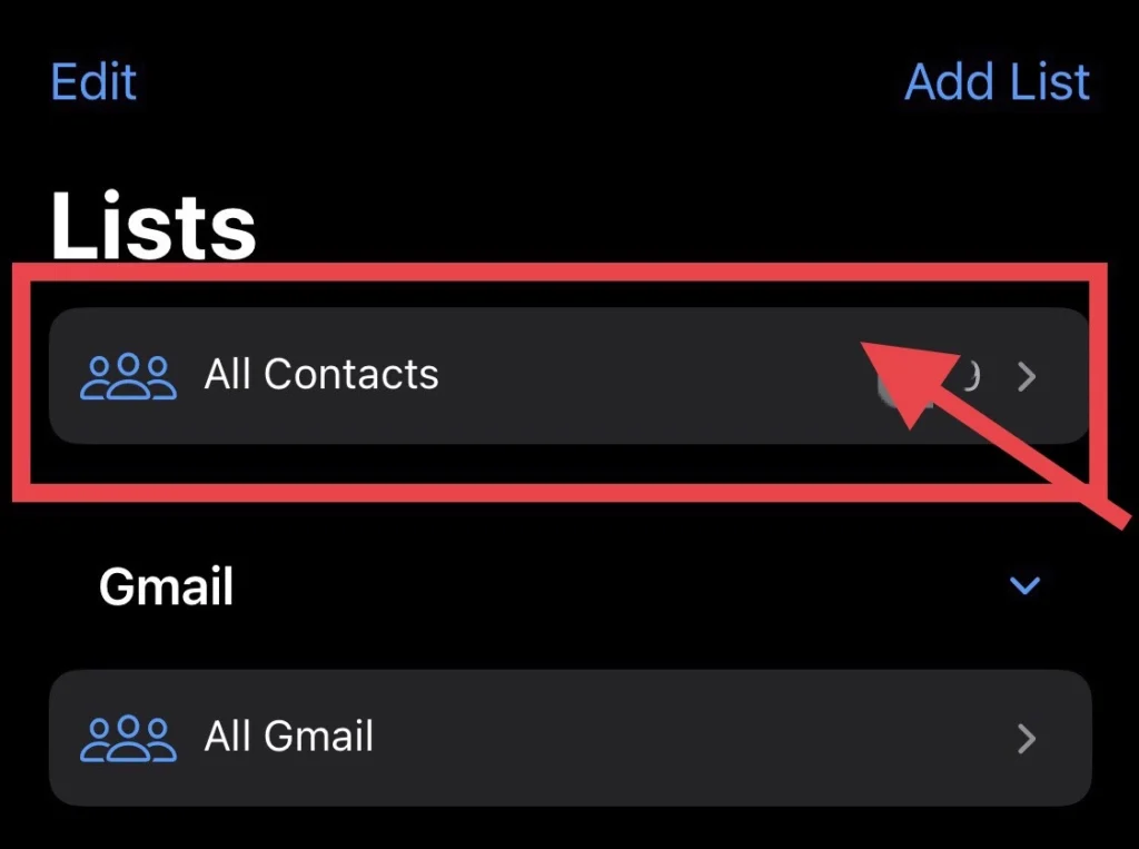 And finally choose "All Contacts"