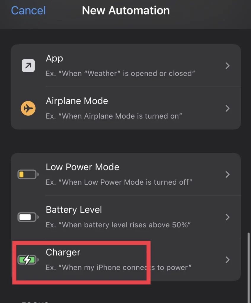 So to change charging animation on iOS 16 select "charger"