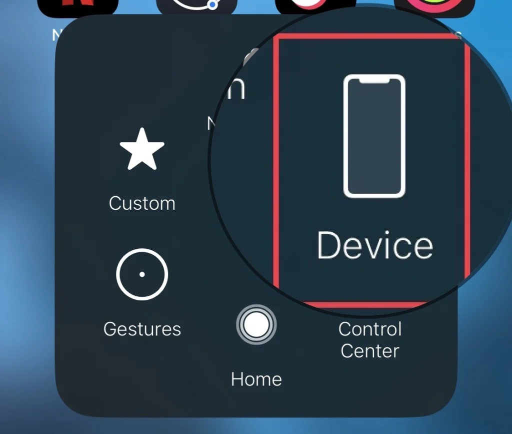 Tap on "Device" in the home button menu.