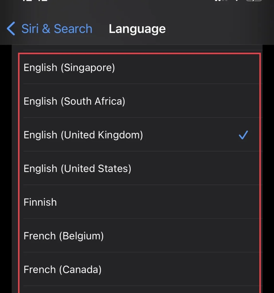 Now select your language from the language list.