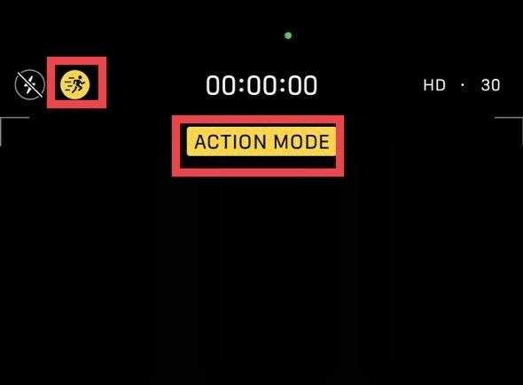 Then turn on the "Action Mode" icon from the camera's top.
