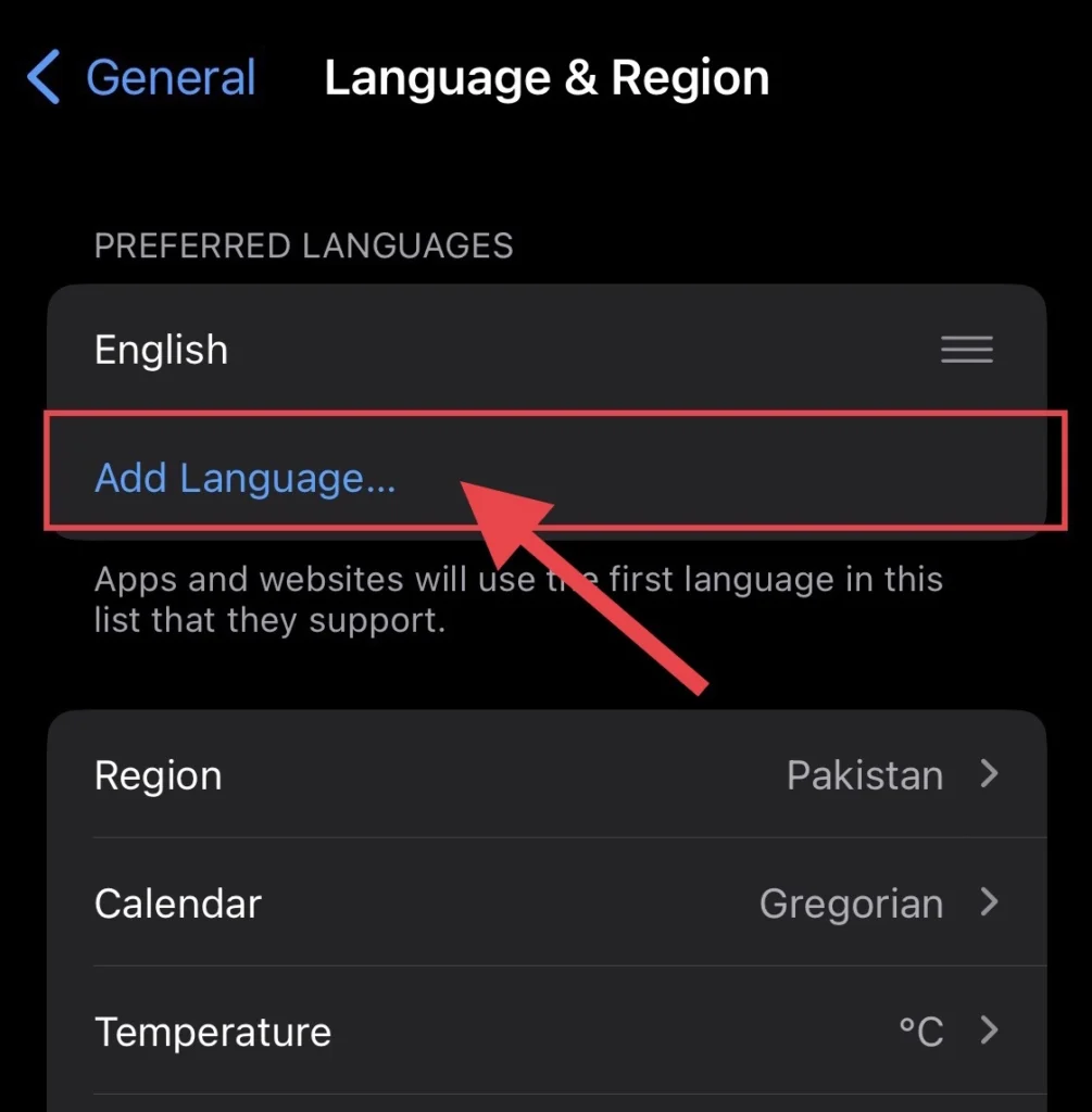 To add language tap on "Add Language"