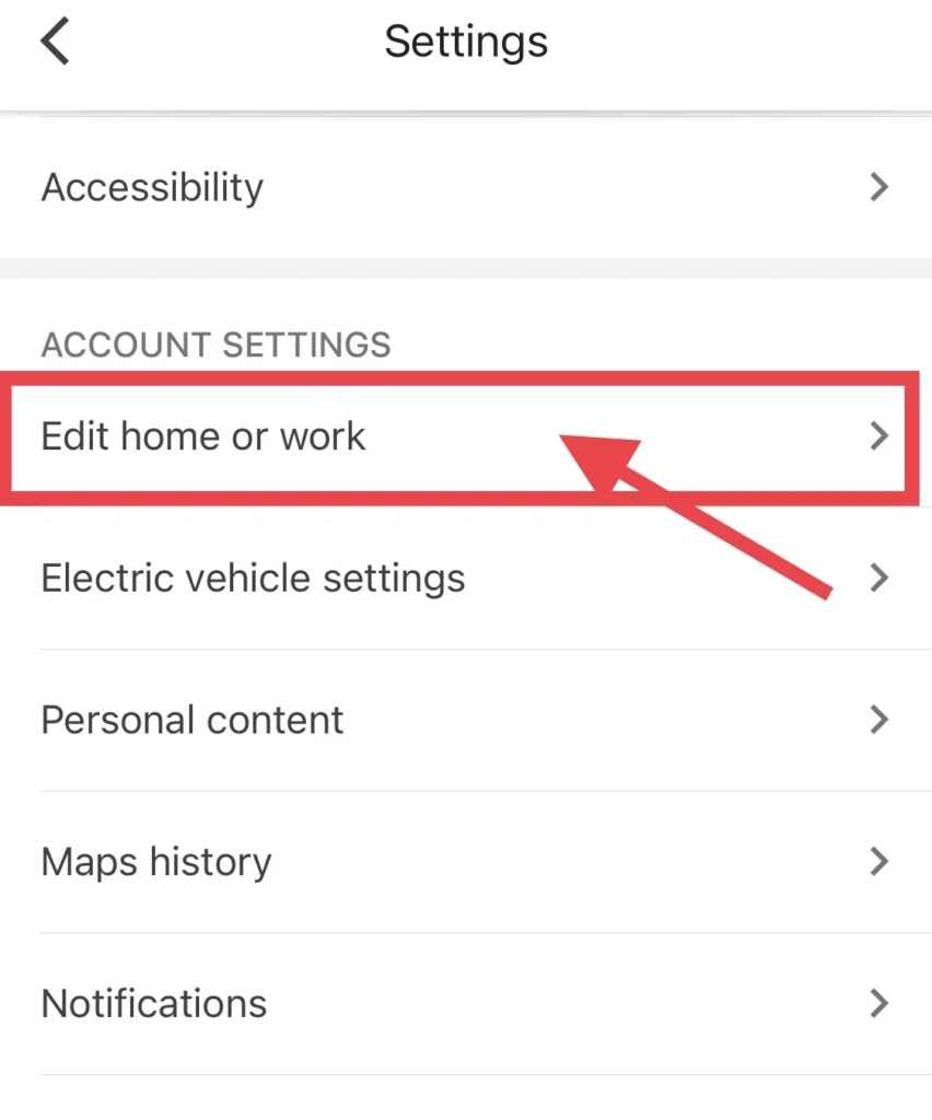Then select the "Edit home or work" option.