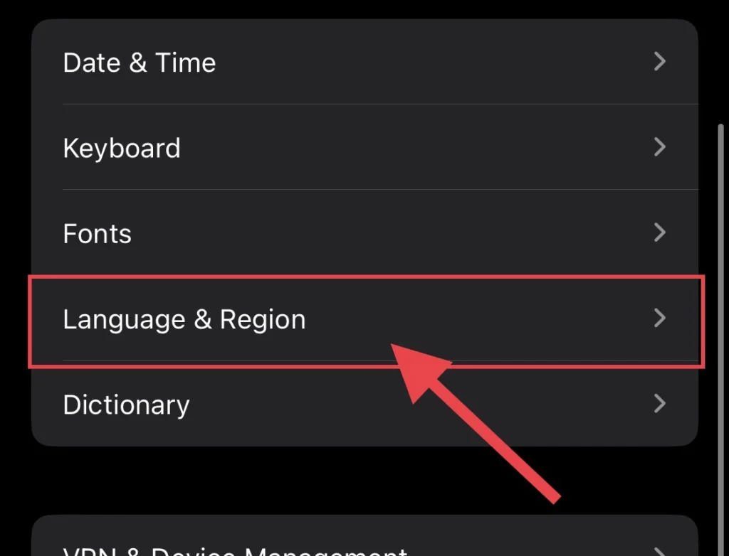 Then tap on "Language & Region"