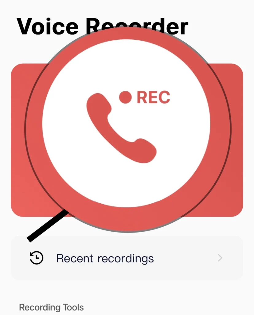 For recording tap on "Record" icon.