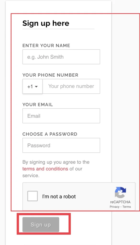 And create your account by entering your details such "name, phone #, Email and a Password" then tap on "Sign-Up" 
