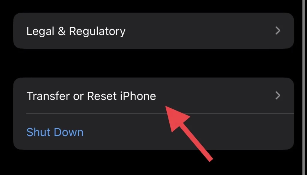 Then select "Transfer & Reset iPhone"
