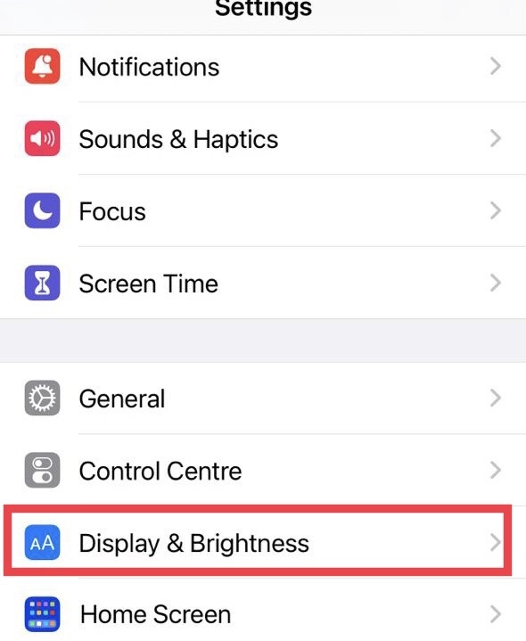 Select "Display & Brightness"