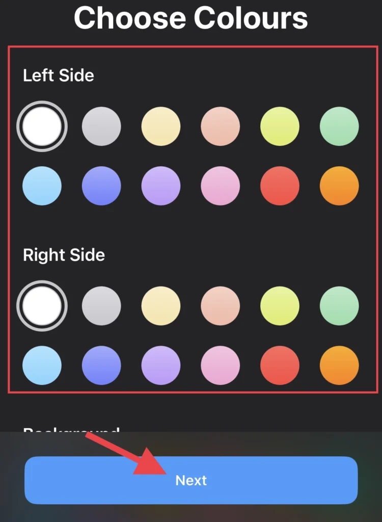 Then select the Colours.