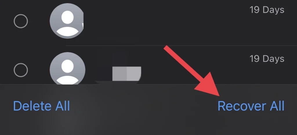 Tap on "Recover All" to recover the messages.