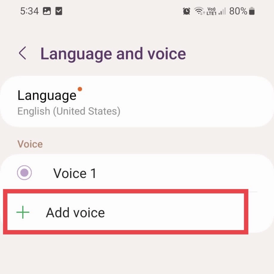 To add more voice go to Language or Voice and tap on Add Voice.