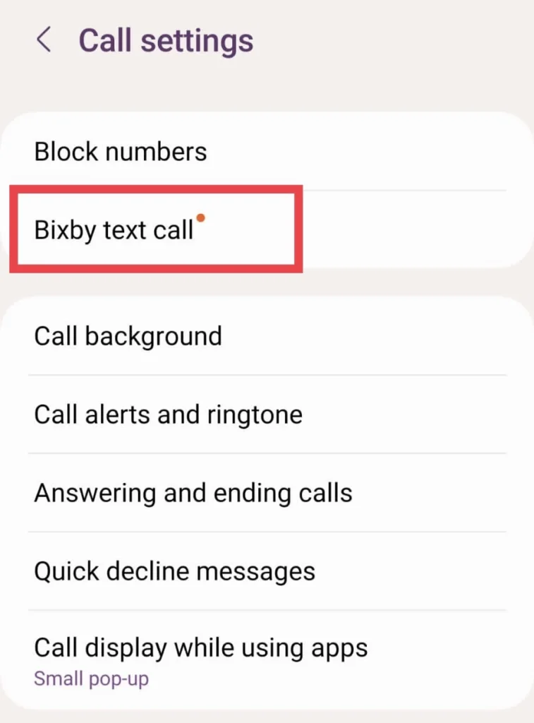 Now tap on Bixby Text Call