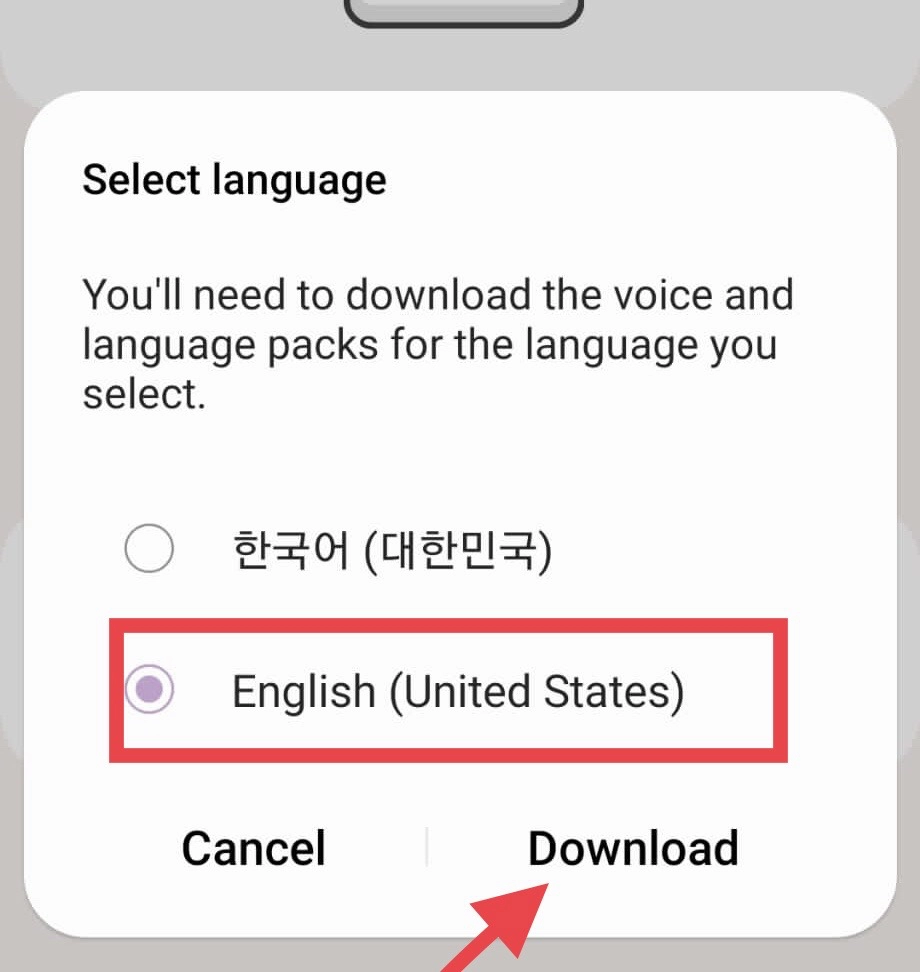Then select your Language and tap on Download.