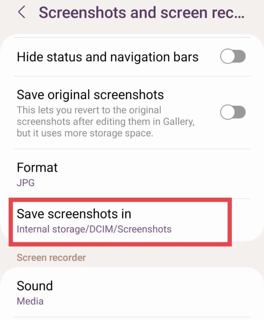 Now tap on Save Screenshots in.