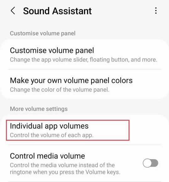 Choose Individual app volumes from the menu.