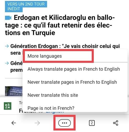 Tap on Three dots and select More Languages.