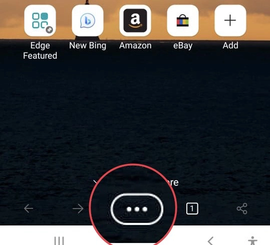 Tap on the Three dots at the bottom of the browser.