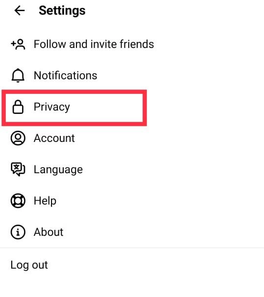 Then go to Privacy menu.