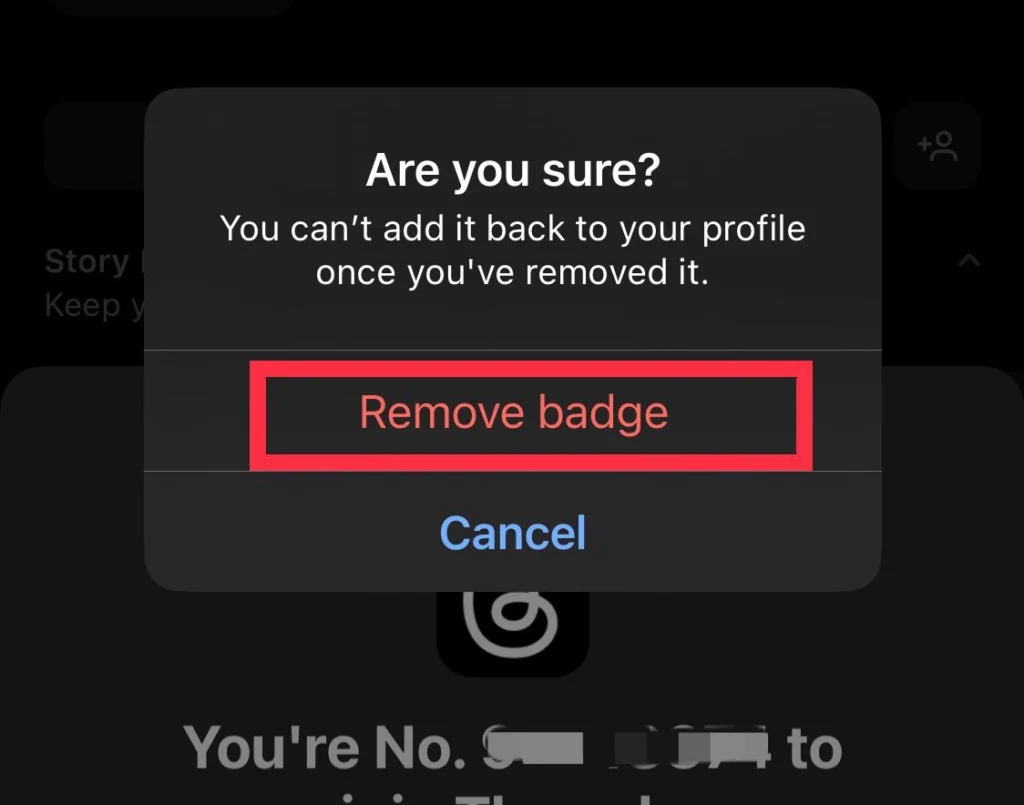 For Confirmation tap on Remove Badge.