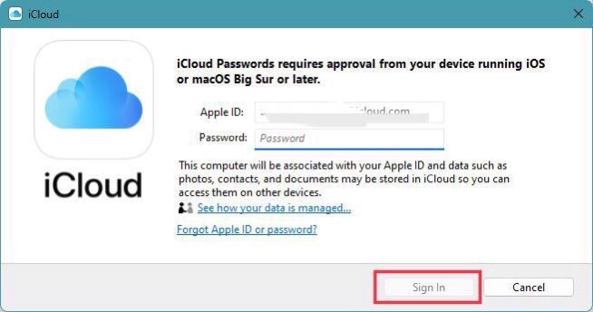 Then "Sign In" into your iCloud account.