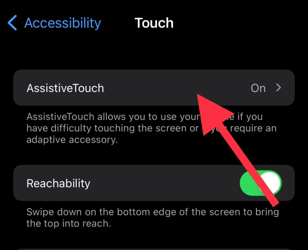 Tap on Assistive Touch.