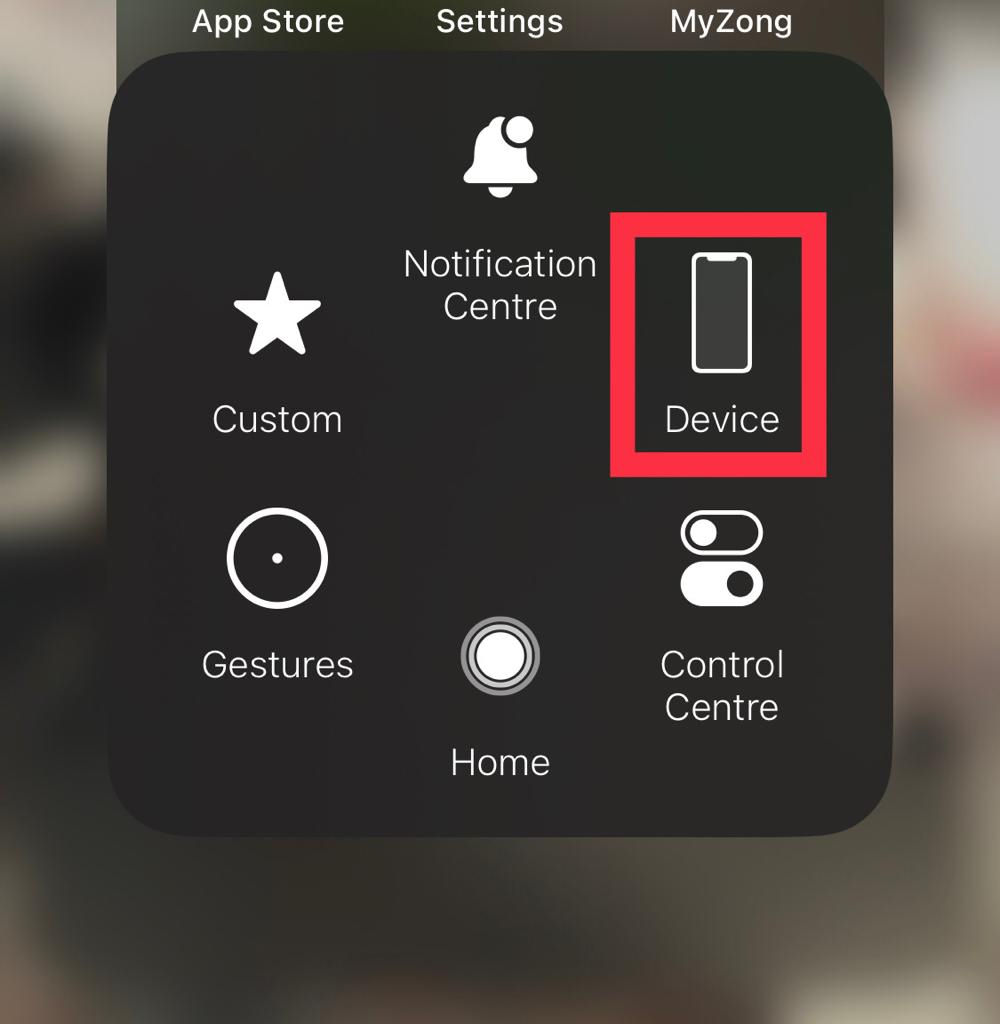 Tap on Device from the Virtual home button menu.