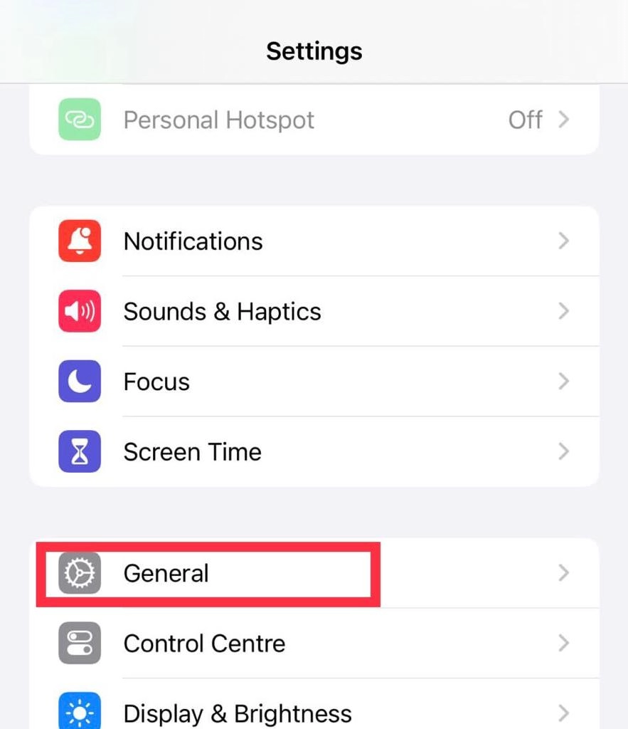 Tap on General.