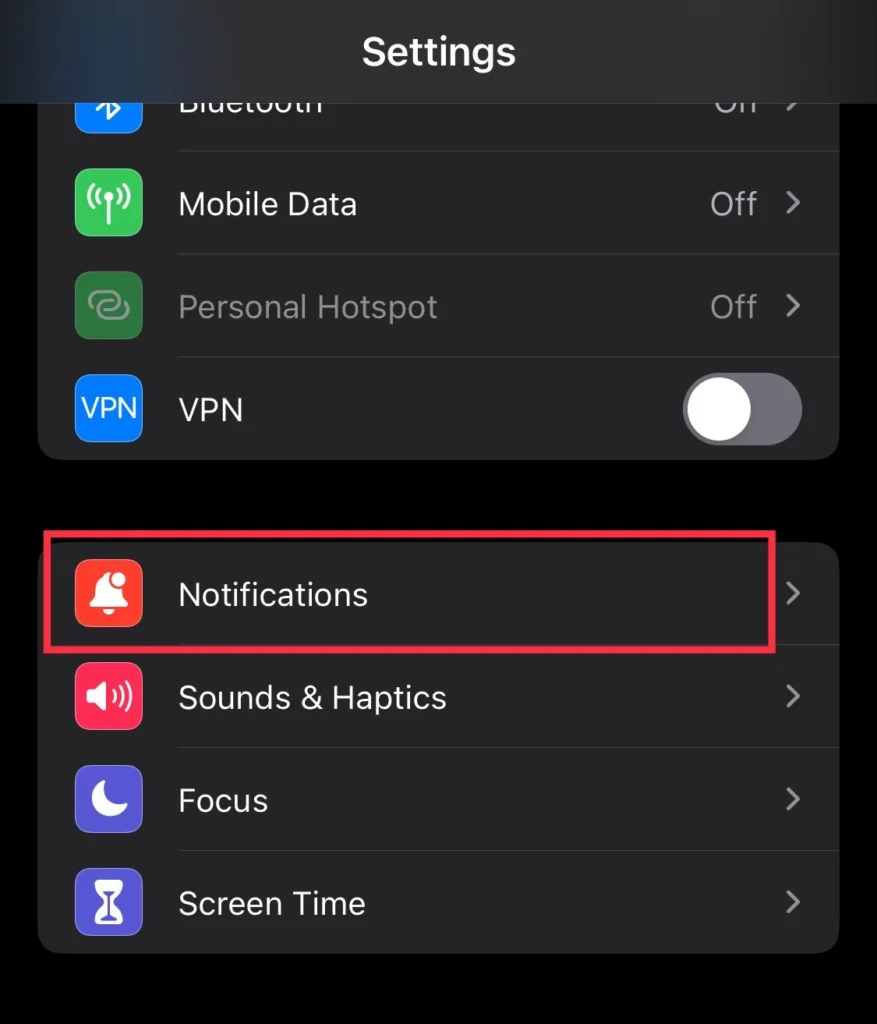 Go to Notifications menu from Settings menu.