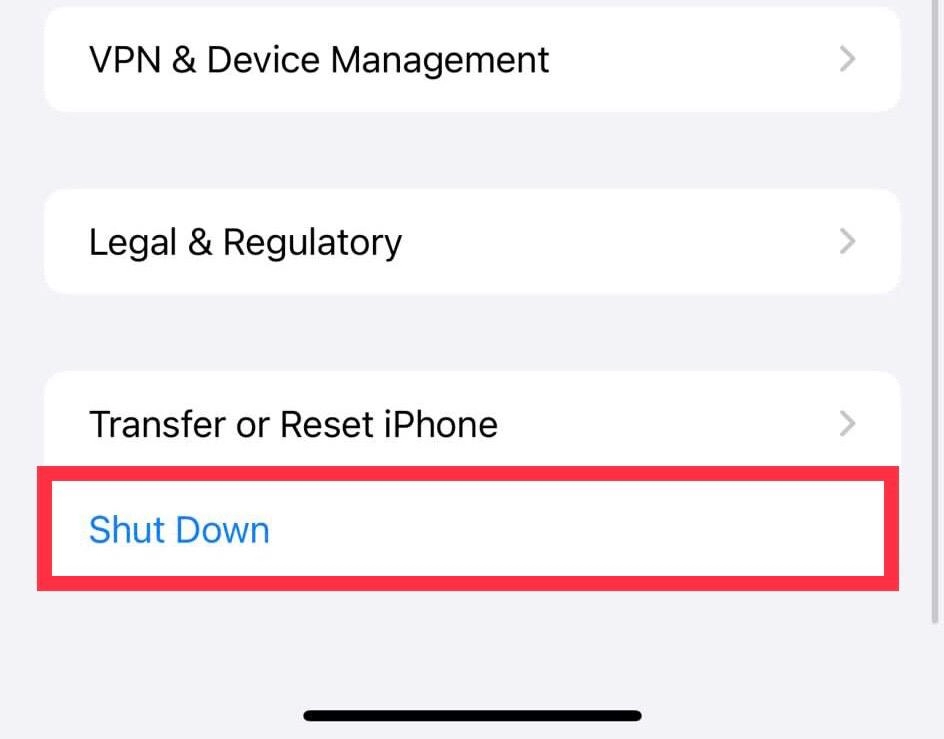 Then tap on Shut Down button.