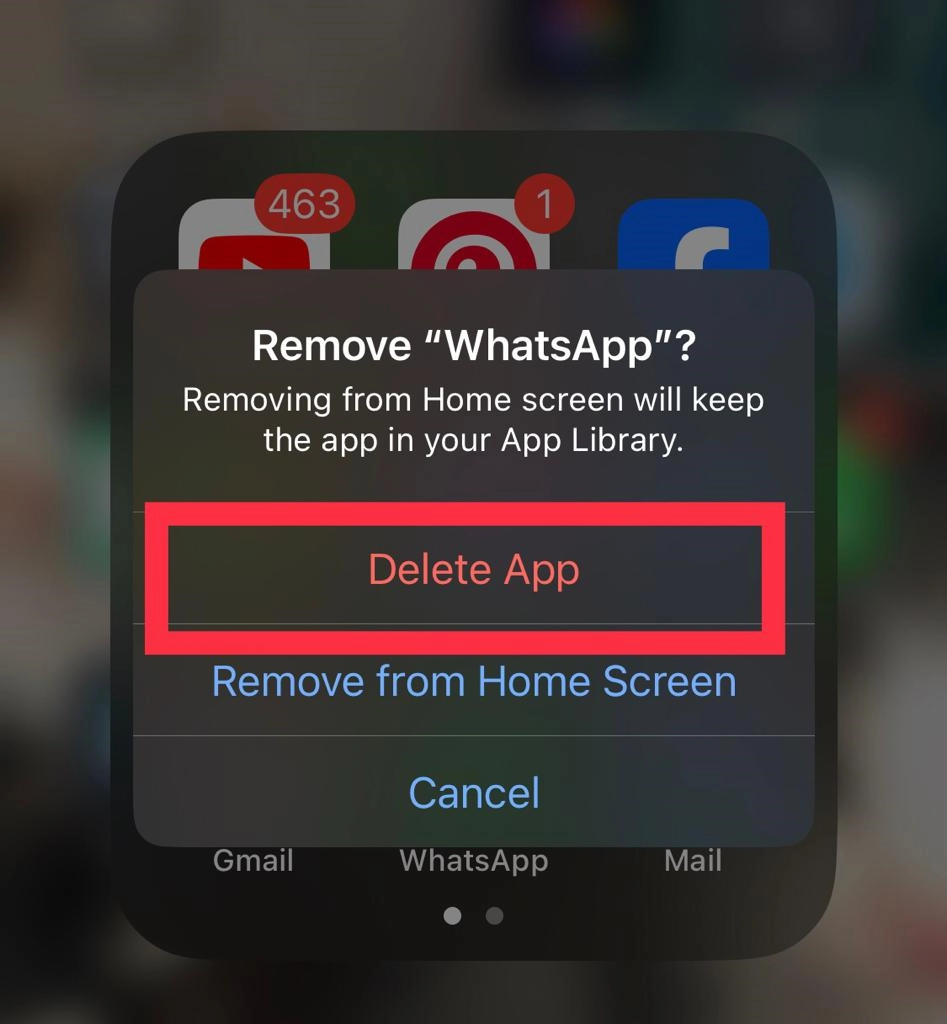 Select the "Delete app" option.