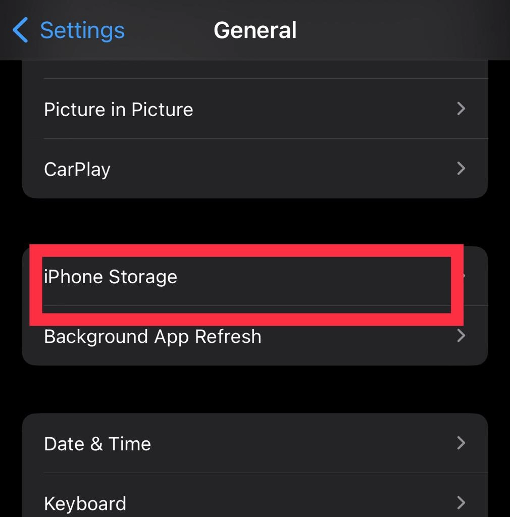 Tap on iPhone Storage.