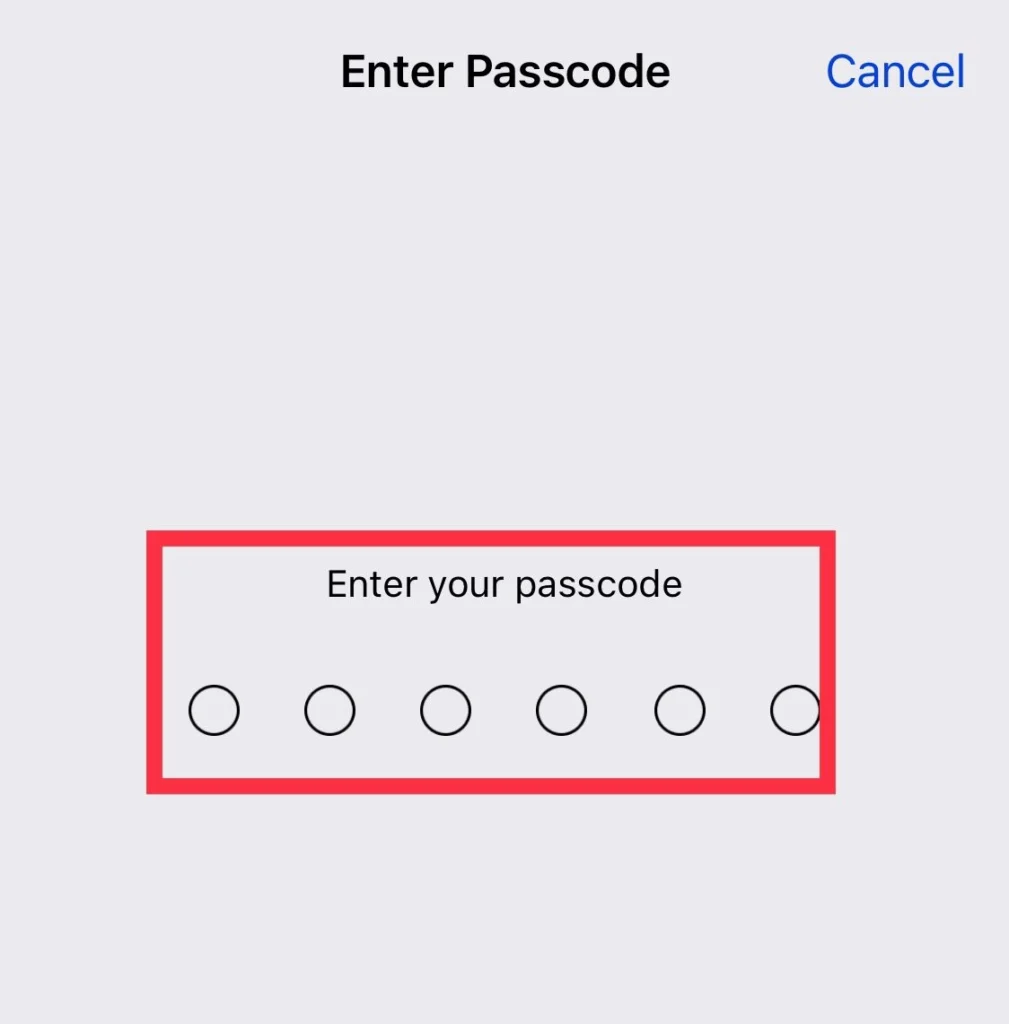 Enter your iPhone passcode.