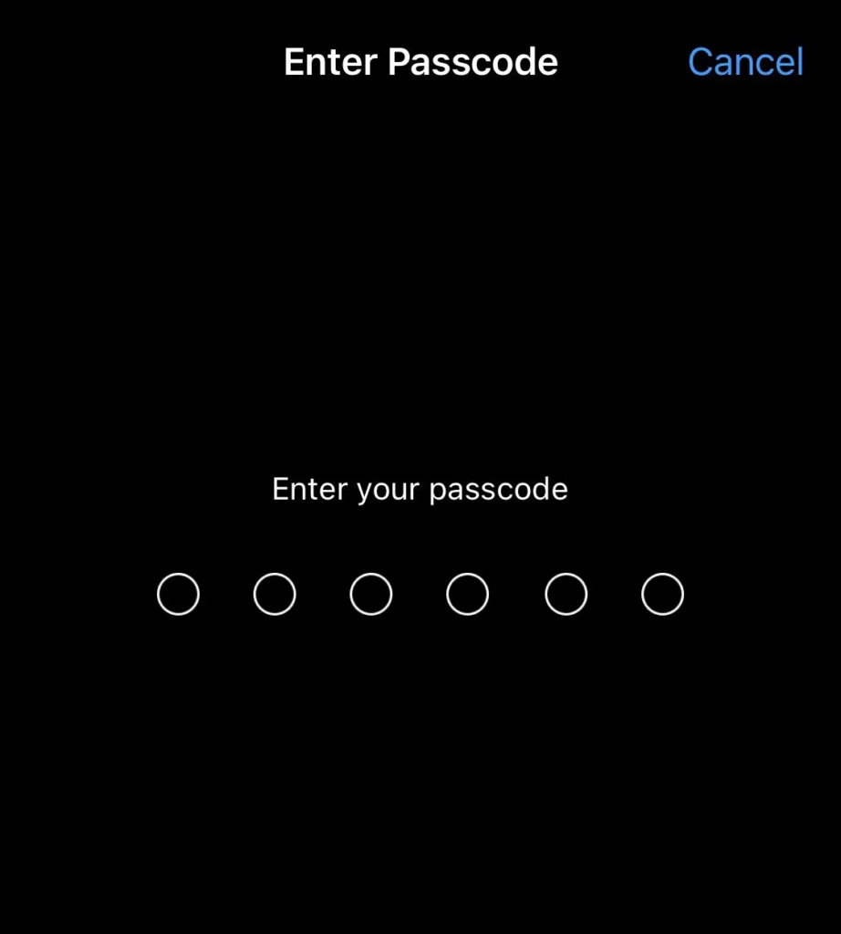 For confirmation enter your passcode.