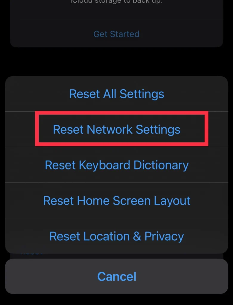 Select Reset Network Settings.